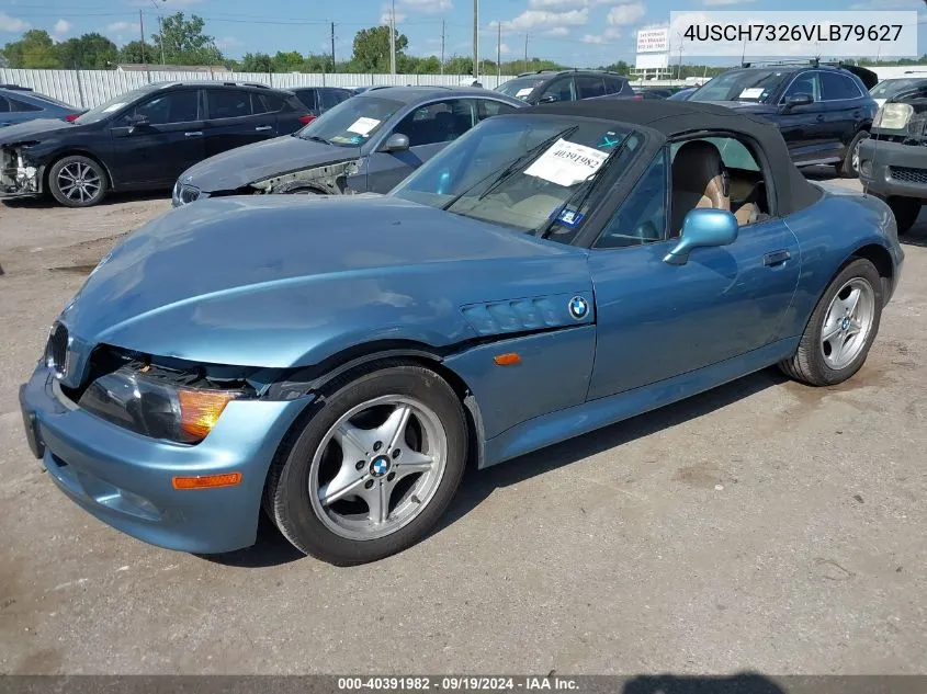 1997 BMW Z3 1.9L Roadster VIN: 4USCH7326VLB79627 Lot: 40391982