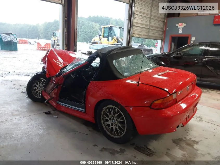 1998 BMW Z3 2.8 VIN: 4USCJ3326WLC12026 Lot: 40358869