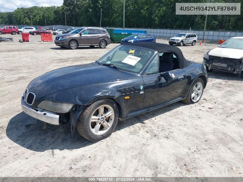 2000 BMW Z3 2.3 VIN: 4USCH9342YLF87849 Lot: 39929733