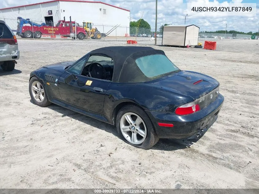 4USCH9342YLF87849 2000 BMW Z3 2.3