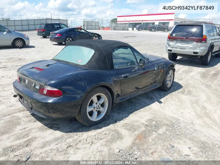 2000 BMW Z3 2.3 VIN: 4USCH9342YLF87849 Lot: 39929733