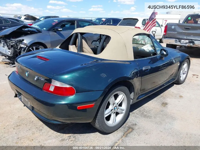 2000 BMW Z3 2.3 VIN: 4USCH9345YLF86596 Lot: 40154726