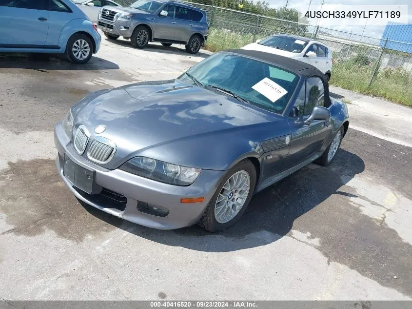 2000 BMW Z3 2.8 VIN: 4USCH3349YLF71189 Lot: 40416520