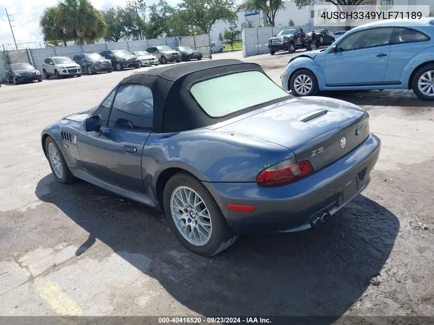 2000 BMW Z3 2.8 VIN: 4USCH3349YLF71189 Lot: 40416520