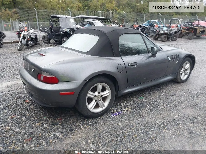 2000 BMW Z3 2.3 VIN: 4USCH9349YLF83765 Lot: 40439834