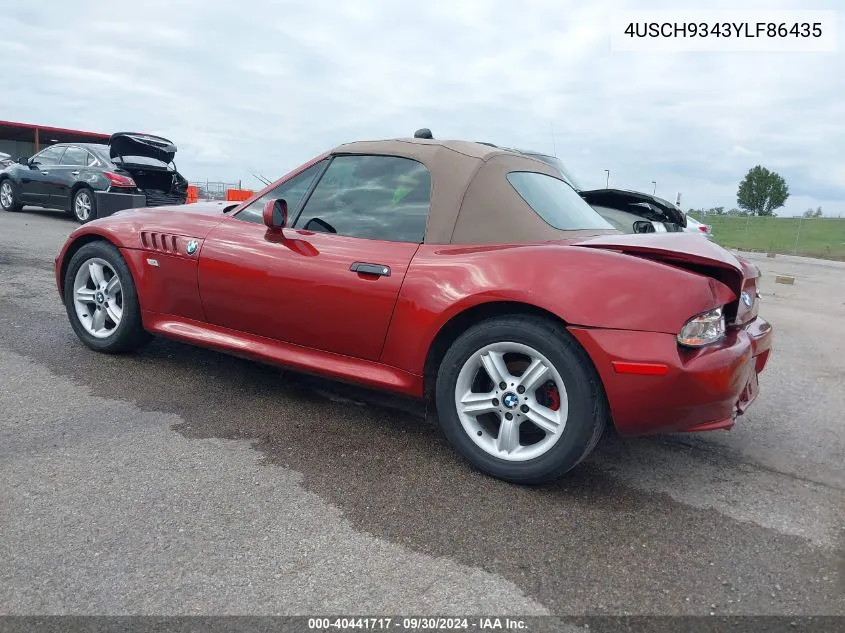 2000 BMW Z3 2.3 VIN: 4USCH9343YLF86435 Lot: 40441717