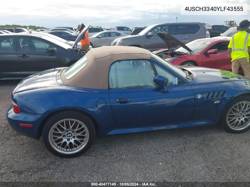 2000 BMW Z3 2.8 VIN: 4USCH3340YLF43555 Lot: 40477149