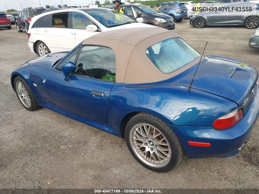 2000 BMW Z3 2.8 VIN: 4USCH3340YLF43555 Lot: 40477149