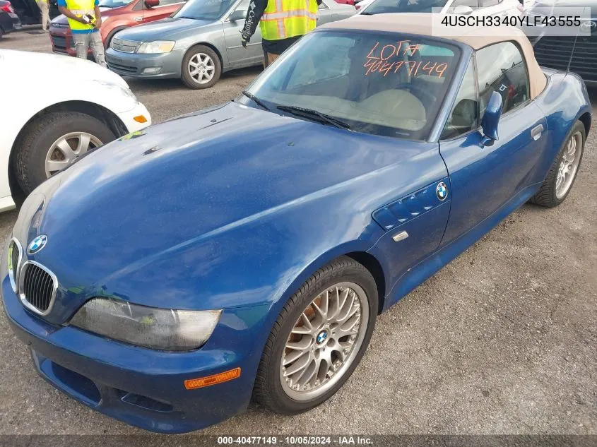 4USCH3340YLF43555 2000 BMW Z3 2.8