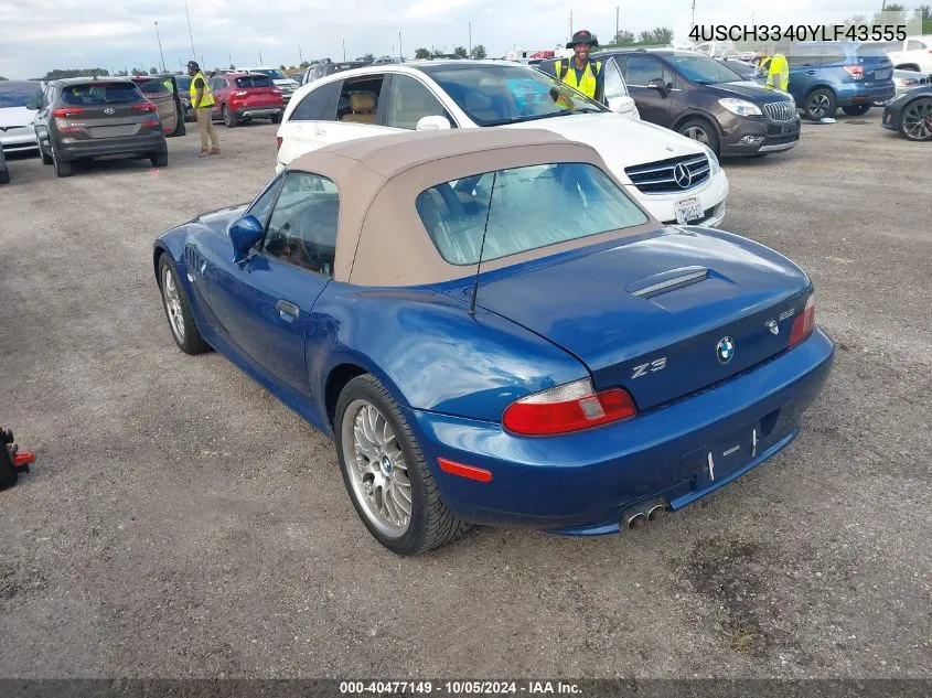 2000 BMW Z3 2.8 VIN: 4USCH3340YLF43555 Lot: 40477149