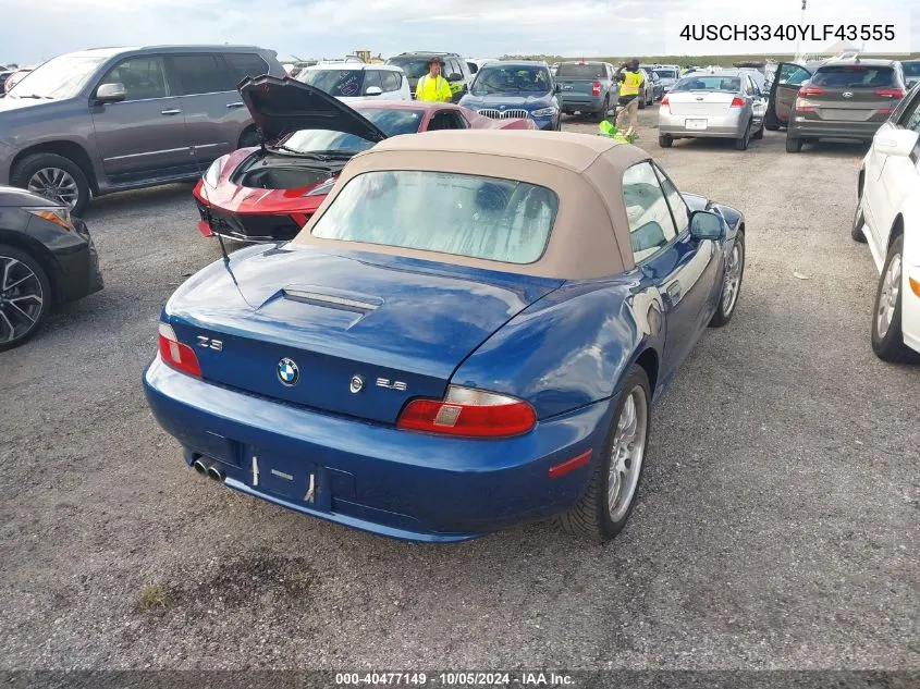 2000 BMW Z3 2.8 VIN: 4USCH3340YLF43555 Lot: 40477149