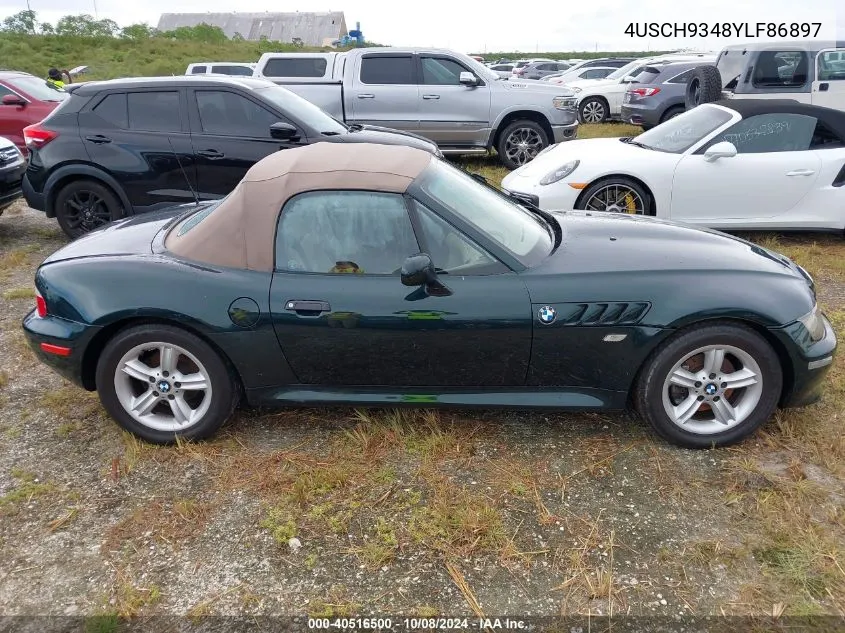 2000 BMW Z3 2.3 VIN: 4USCH9348YLF86897 Lot: 40516500