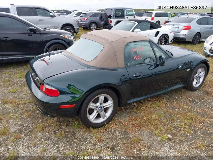 2000 BMW Z3 2.3 VIN: 4USCH9348YLF86897 Lot: 40516500