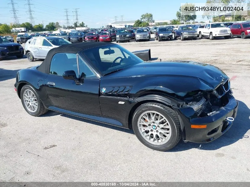 2000 BMW Z3 2.3 VIN: 4USCH9348YLG02404 Lot: 40530169