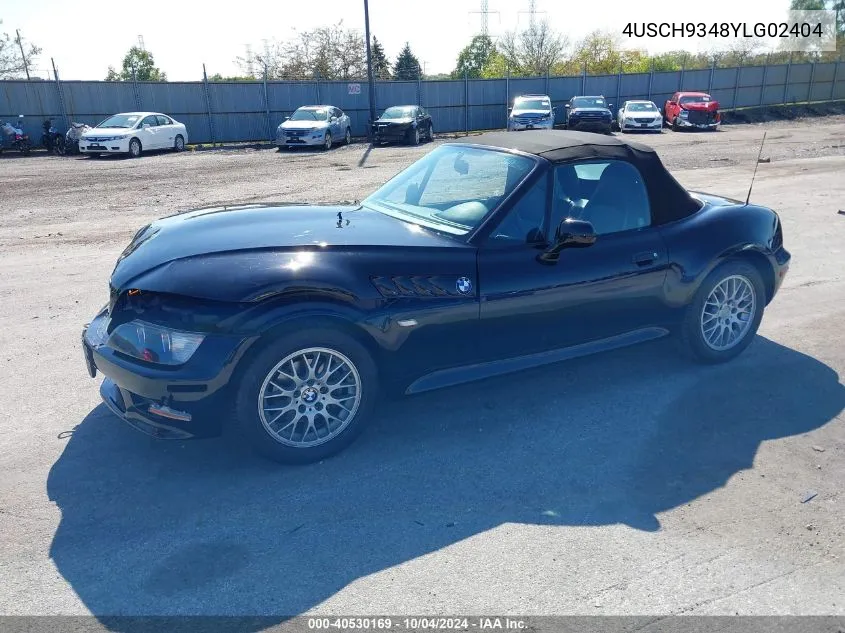 2000 BMW Z3 2.3 VIN: 4USCH9348YLG02404 Lot: 40530169