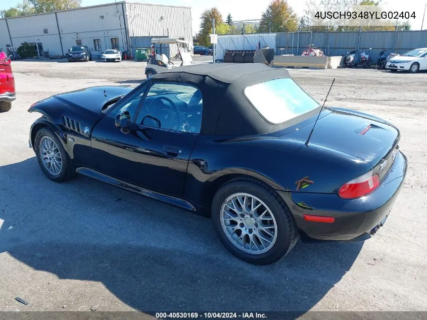 2000 BMW Z3 2.3 VIN: 4USCH9348YLG02404 Lot: 40530169