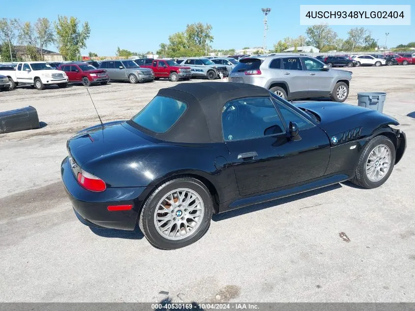 2000 BMW Z3 2.3 VIN: 4USCH9348YLG02404 Lot: 40530169