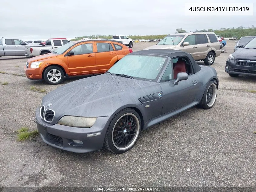 2000 BMW Z3 2.3 VIN: 4USCH9341YLF83419 Lot: 40542296