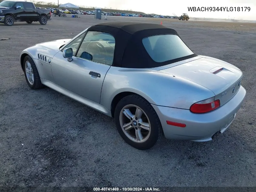 2000 BMW Z3 2.3 VIN: WBACH9344YLG18179 Lot: 40741469