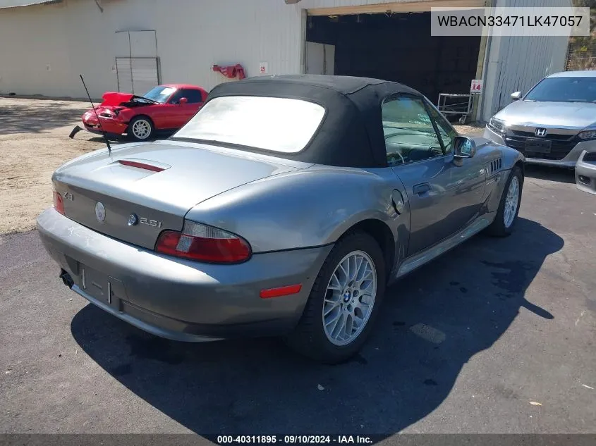 2001 BMW Z3 2.5I VIN: WBACN33471LK47057 Lot: 40311895