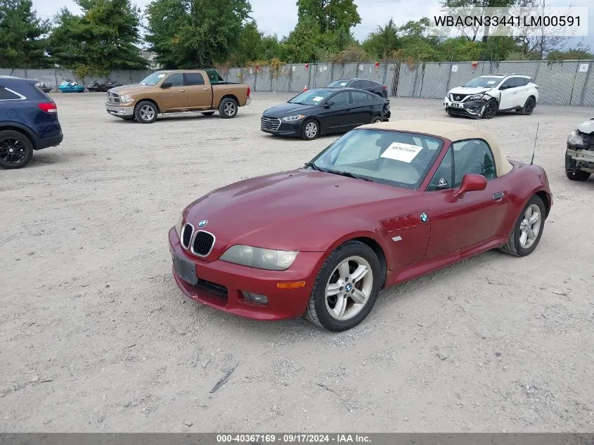 2001 BMW Z3 2.5I VIN: WBACN33441LM00591 Lot: 40367169