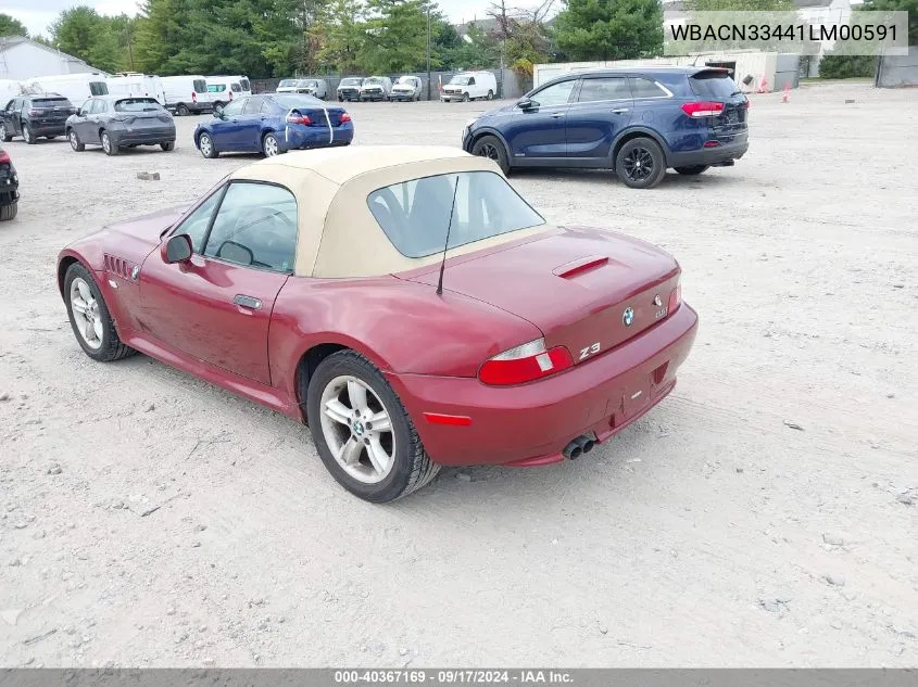 2001 BMW Z3 2.5I VIN: WBACN33441LM00591 Lot: 40367169