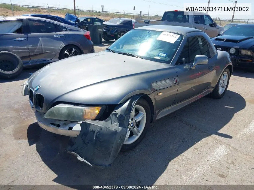 2001 BMW Z3 2.5I VIN: WBACN33471LM03002 Lot: 40452379