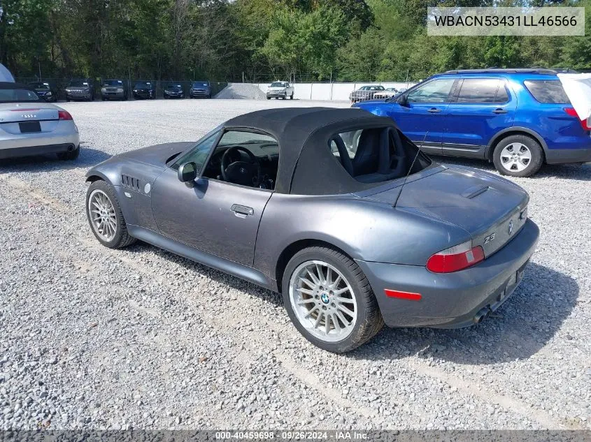 2001 BMW Z3 3.0I VIN: WBACN53431LL46566 Lot: 40459698