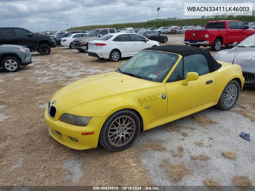 WBACN33411LK46003 2001 BMW Z3 2.5