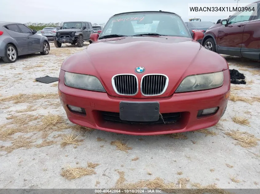 WBACN334X1LM03964 2001 BMW Z3 2.5I