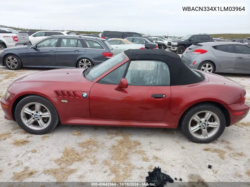 2001 BMW Z3 2.5I VIN: WBACN334X1LM03964 Lot: 40642864