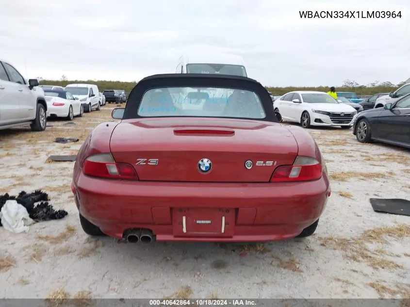 WBACN334X1LM03964 2001 BMW Z3 2.5I