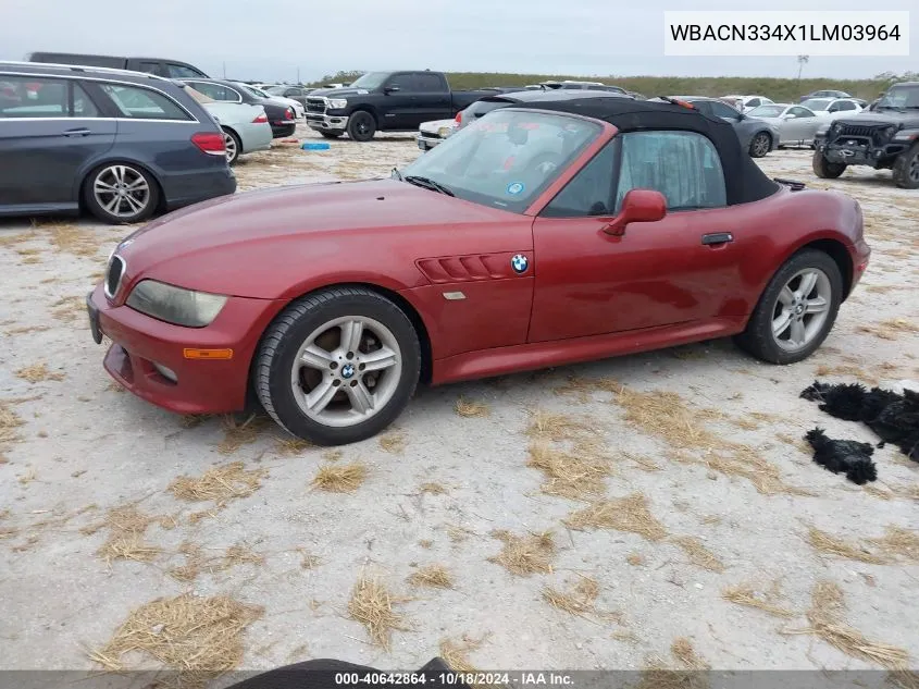 2001 BMW Z3 2.5I VIN: WBACN334X1LM03964 Lot: 40642864