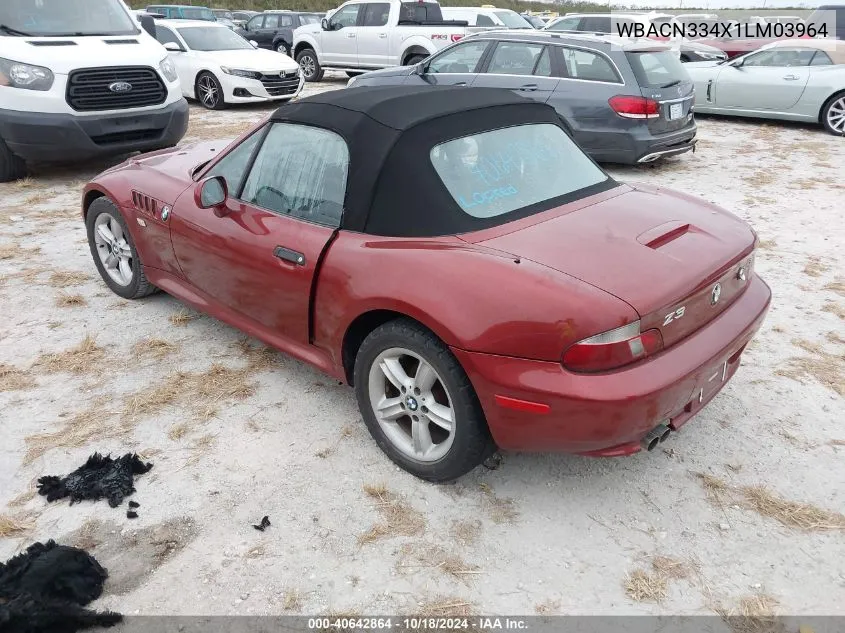 WBACN334X1LM03964 2001 BMW Z3 2.5I