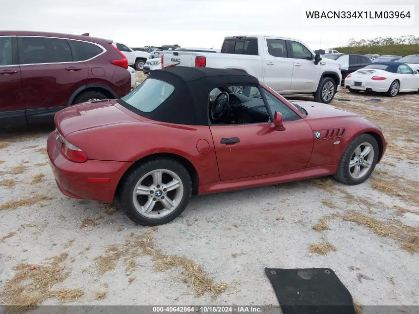 WBACN334X1LM03964 2001 BMW Z3 2.5I