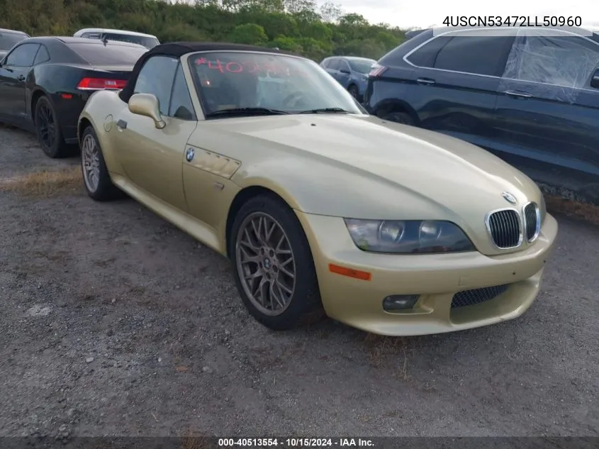 2002 BMW Z3 3.0I VIN: 4USCN53472LL50960 Lot: 40513554