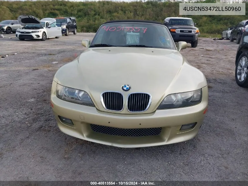 2002 BMW Z3 3.0I VIN: 4USCN53472LL50960 Lot: 40513554