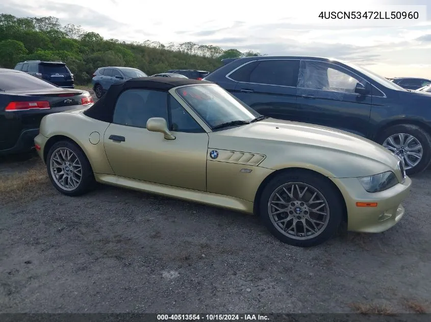 2002 BMW Z3 3.0I VIN: 4USCN53472LL50960 Lot: 40513554