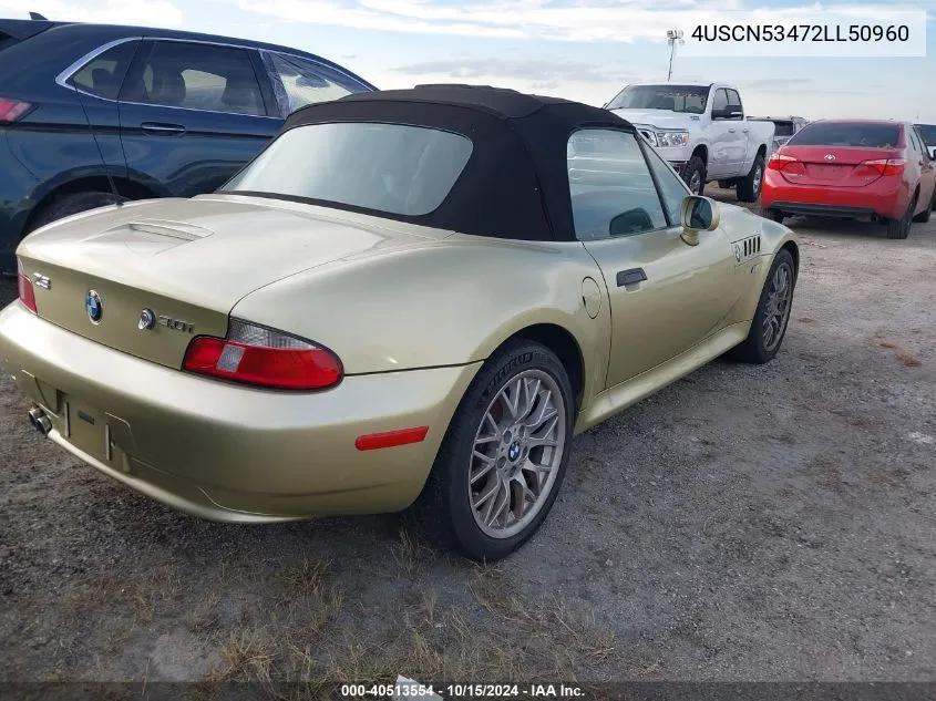 2002 BMW Z3 3.0I VIN: 4USCN53472LL50960 Lot: 40513554