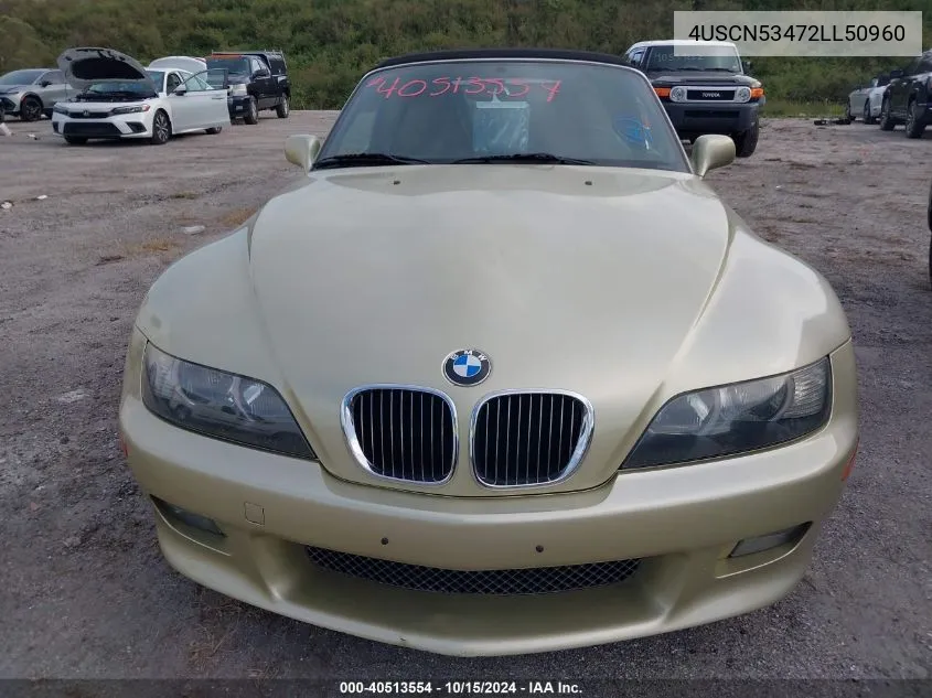 2002 BMW Z3 3.0I VIN: 4USCN53472LL50960 Lot: 40513554