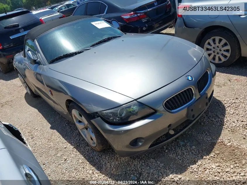 2003 BMW Z4 2.5I VIN: 4USBT33463LS42305 Lot: 39254723