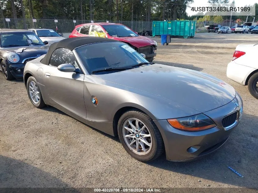 2003 BMW Z4 2.5I VIN: 4USBT33483LR61989 Lot: 40328708