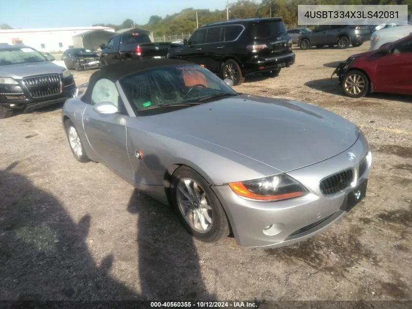 2003 BMW Z4 2.5 VIN: 4USBT334X3LS42081 Lot: 40560355