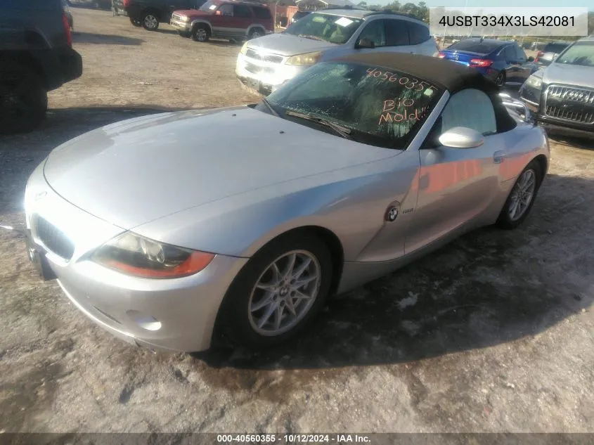 2003 BMW Z4 2.5 VIN: 4USBT334X3LS42081 Lot: 40560355