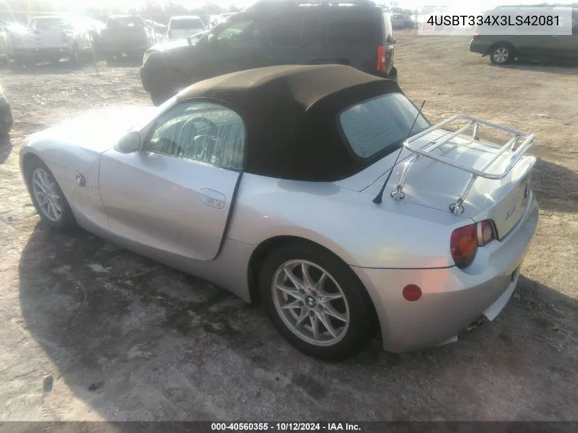 2003 BMW Z4 2.5 VIN: 4USBT334X3LS42081 Lot: 40560355