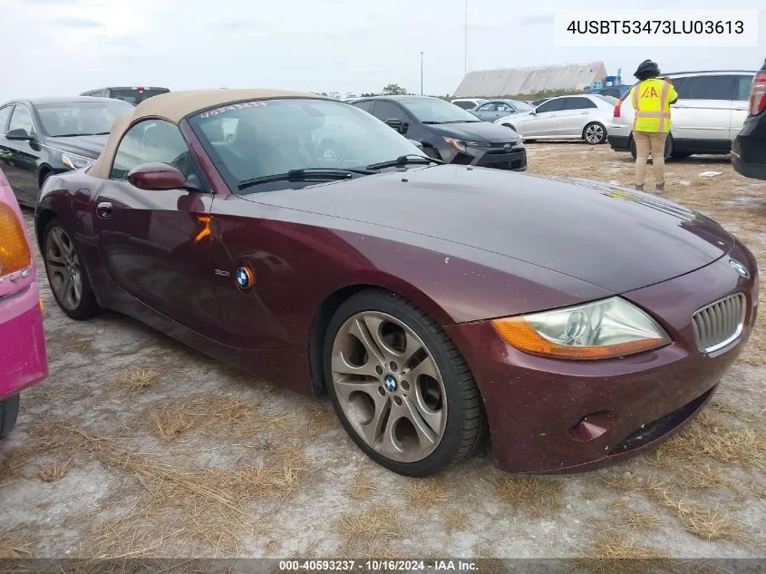 2003 BMW Z4 3.0I VIN: 4USBT53473LU03613 Lot: 40593237