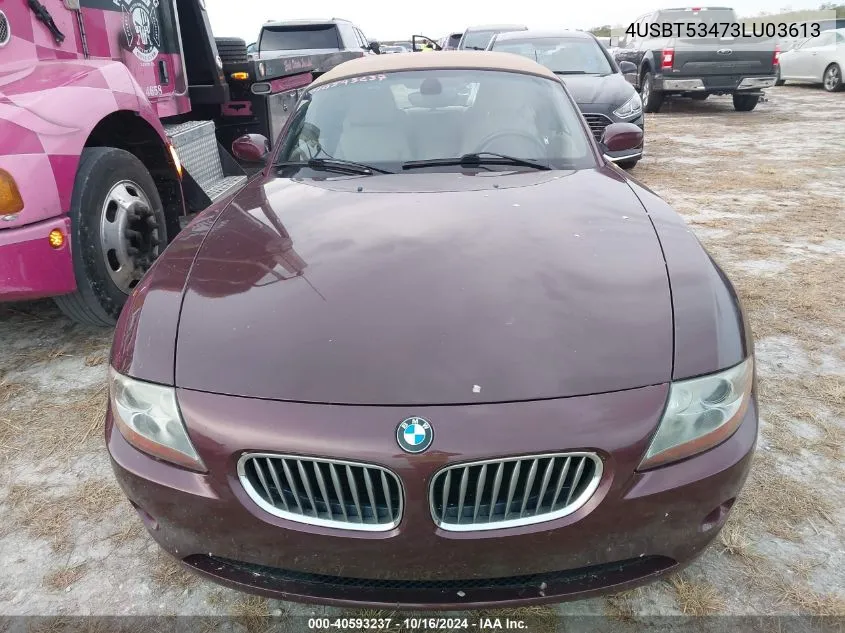 2003 BMW Z4 3.0I VIN: 4USBT53473LU03613 Lot: 40593237