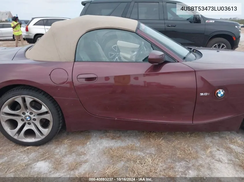 2003 BMW Z4 3.0I VIN: 4USBT53473LU03613 Lot: 40593237