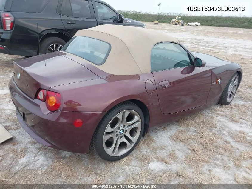 2003 BMW Z4 3.0I VIN: 4USBT53473LU03613 Lot: 40593237