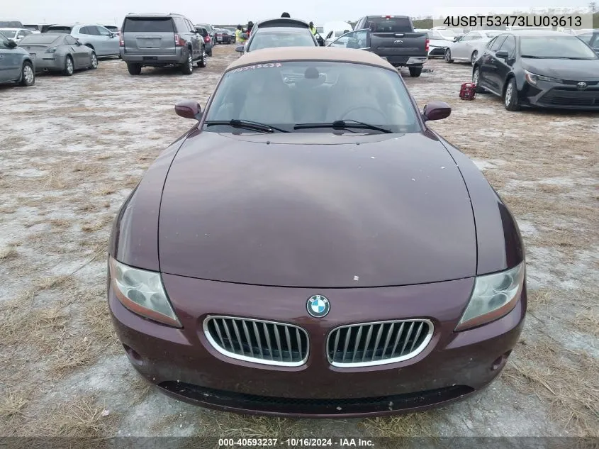 2003 BMW Z4 3.0I VIN: 4USBT53473LU03613 Lot: 40593237